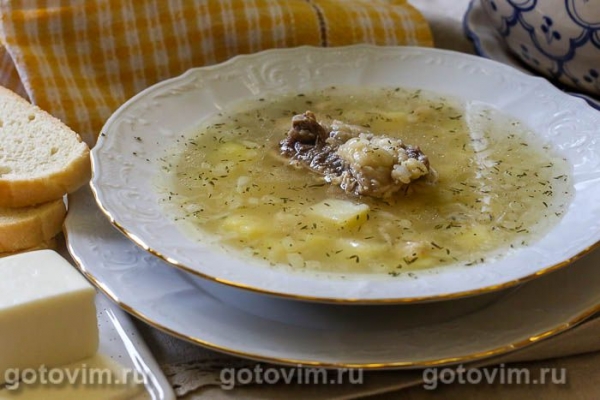 Суп из говядины с картофелем и брынзой