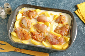 Картошка с курицей в молоке в духовке Картошка с курицей в молоке в духовке