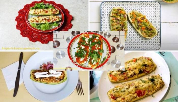 
Фаршированные кабачки лодочки в духовке с овощами	