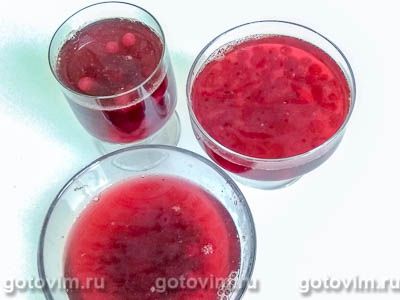 Десерт из красной смородины в желе из вина