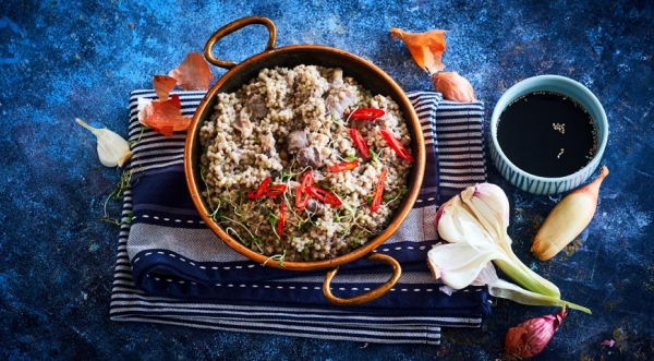 Зеленая гречка с вешенками и кокосовым молоком, пошаговый рецепт с фото