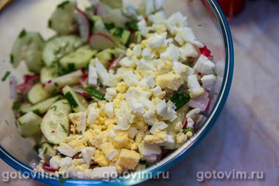 Салат из редиски с огурцом, яйцом и плавленым сырком Салат из редиски с огурцом, яйцом и плавленым сырком