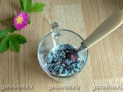 Творожный десерт с жимолостью и кокосовой стружкой