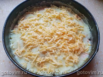 Запеканка из картофельного пюре с куриным фаршем