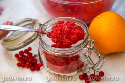 Сырое варенье из калины с апельсином Сырое варенье из калины с апельсином