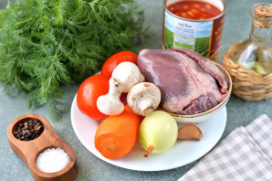 Свиное сердце с фасолью и грибами Свиное сердце с фасолью и грибами