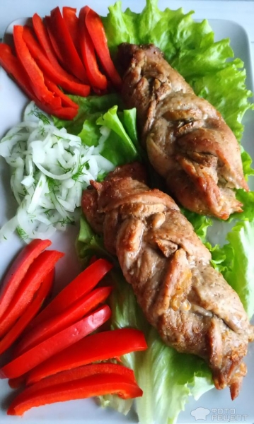 Рецепт: Мясные косички - из свинины в маринаде Рецепт: Мясные косички - из свинины в маринаде