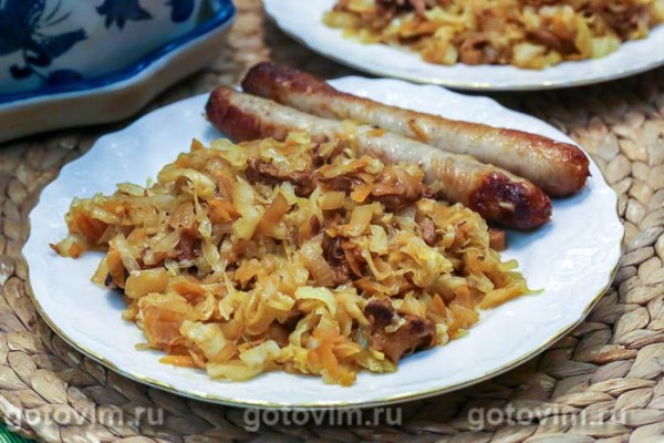 Жареная капуста с лисичками и сладким перцем Жареная капуста с лисичками и сладким перцем